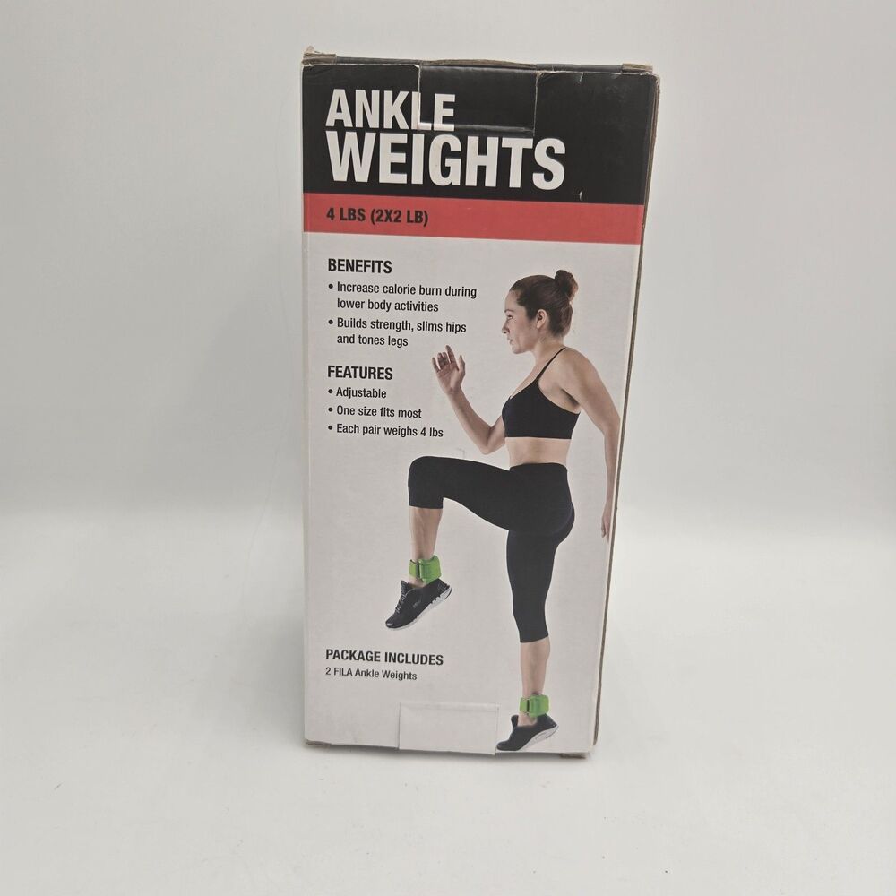 Fila Adjustable Ankle Weights 4 LB Pair (2x2 LB) Green Fitness Training Gym